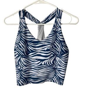 Kyodan Allure bra top, Blue and white zebra print, size P/S